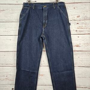 🔴 Carhartt Washed Denim Work Dungaree Men 40X36 Blue B13 HDK Single Knee NWT